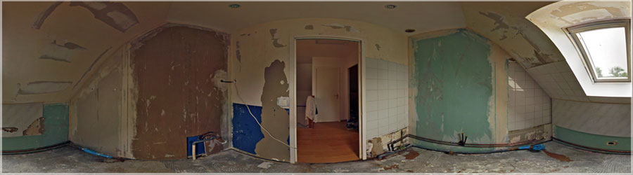 Salle de Bain avant Travaux 1/5 Suivi de chantier  : rfection d'une salle de bain (panorama 1/5) www.360x180.fr Selme Matthieu